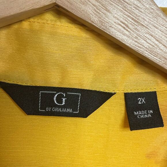G by Giuliana Yellow Floral Button Front Sheer Blouse 2X - Picture 3 of 6